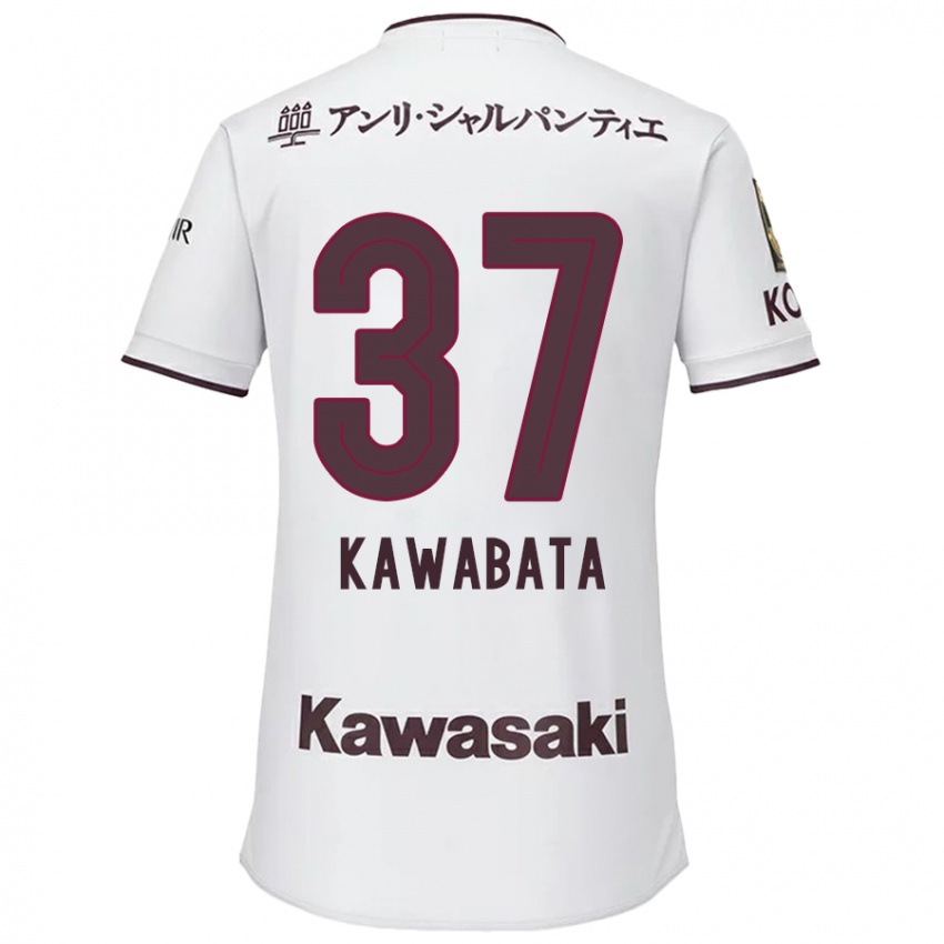 Bambino Maglia Hyoei Kawabata #37 Bianco Rosso Kit Gara Away 2024/25 Maglietta