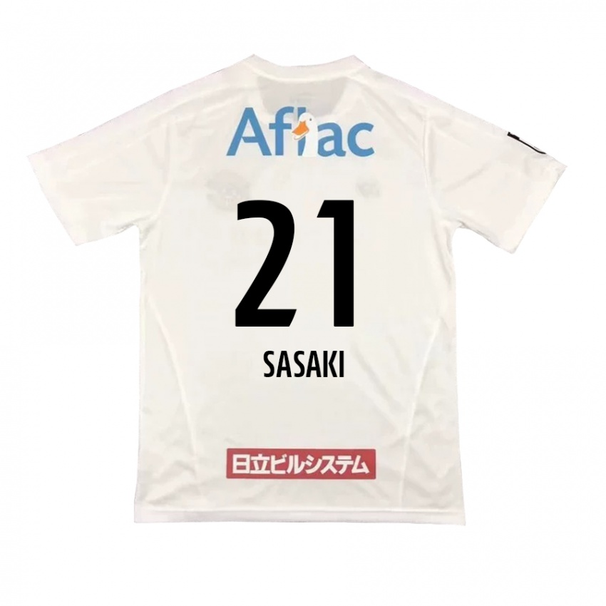 Bambino Maglia Masato Sasaki #21 Bianco Nero Kit Gara Away 2024/25 Maglietta