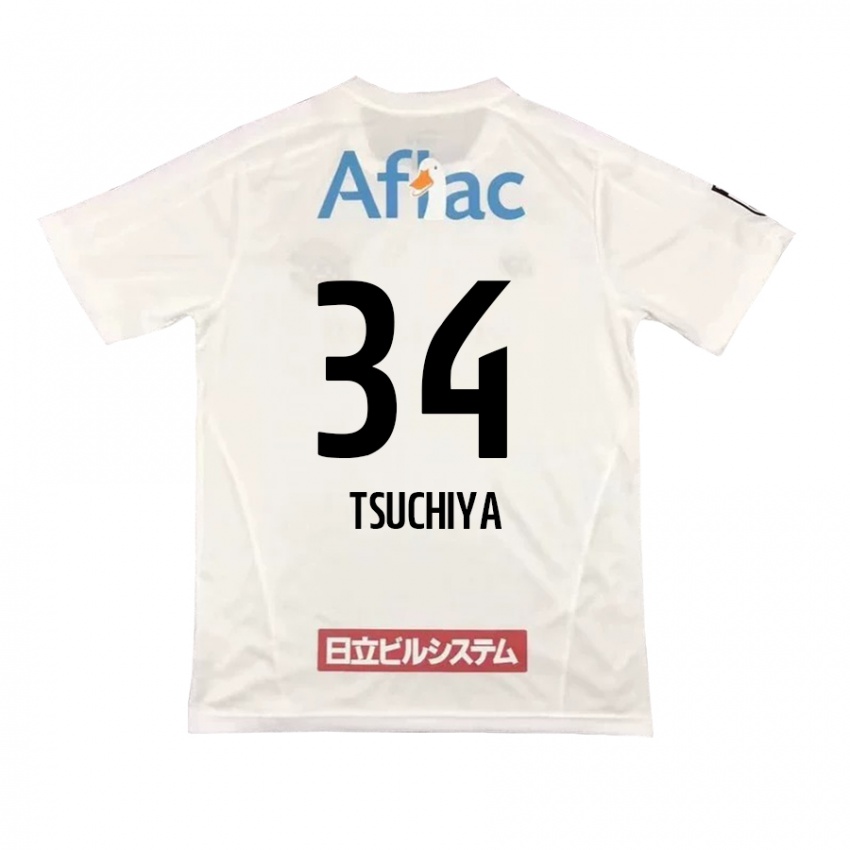 Bambino Maglia Takumi Tsuchiya #34 Bianco Nero Kit Gara Away 2024/25 Maglietta