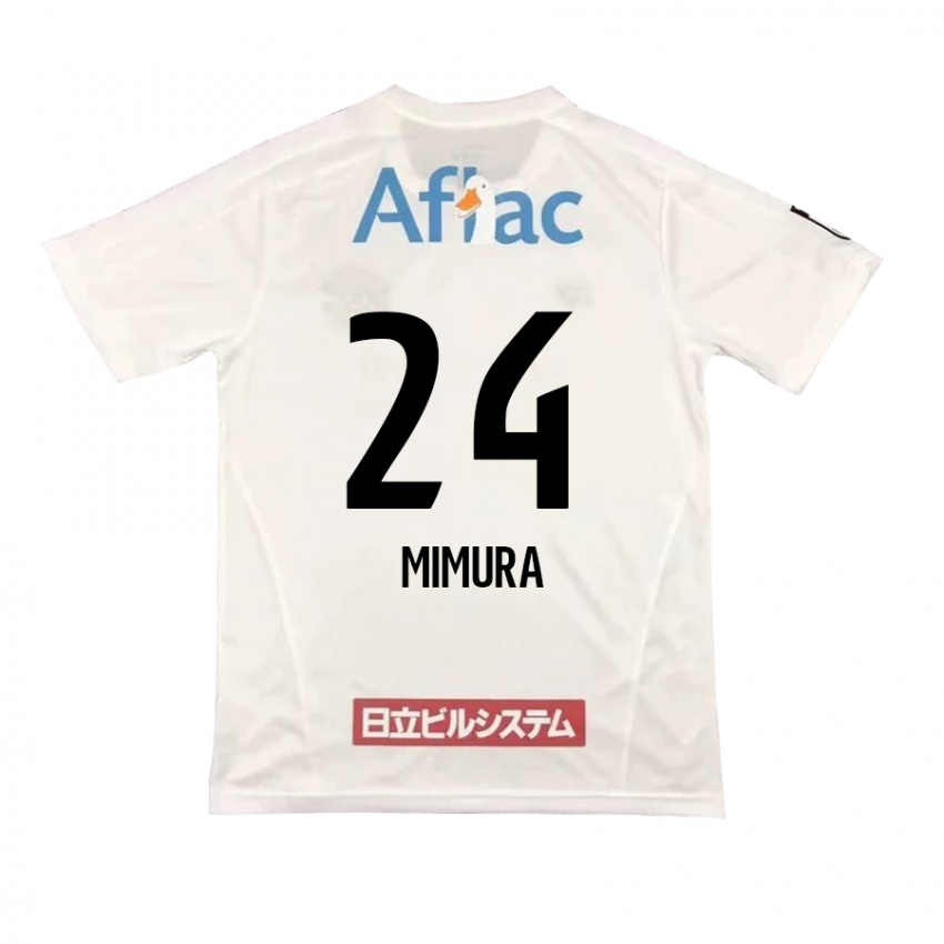 Bambino Maglia Kaname Mimura #24 Bianco Nero Kit Gara Away 2024/25 Maglietta