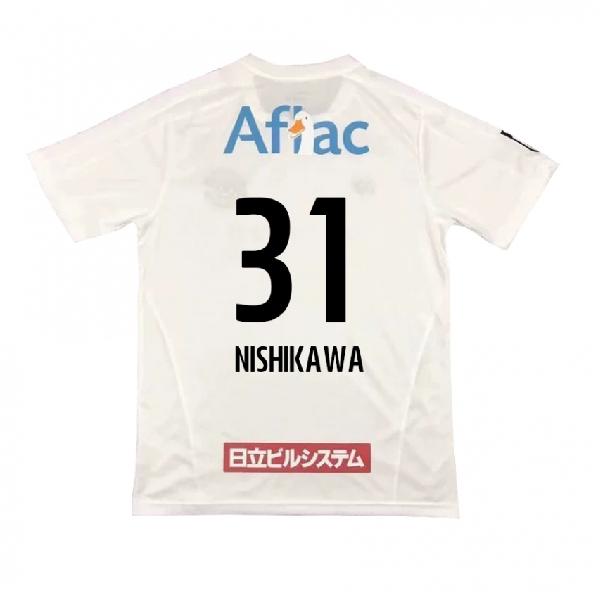 Bambino Maglia Genki Nishikawa #31 Bianco Nero Kit Gara Away 2024/25 Maglietta