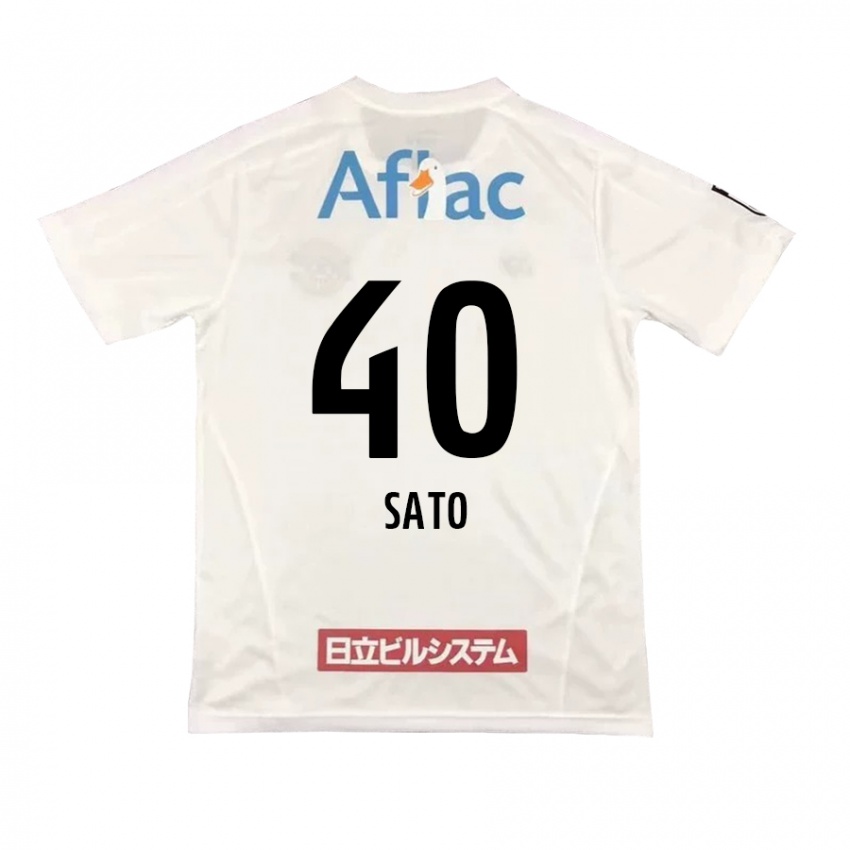 Bambino Maglia Raku Sato #40 Bianco Nero Kit Gara Away 2024/25 Maglietta