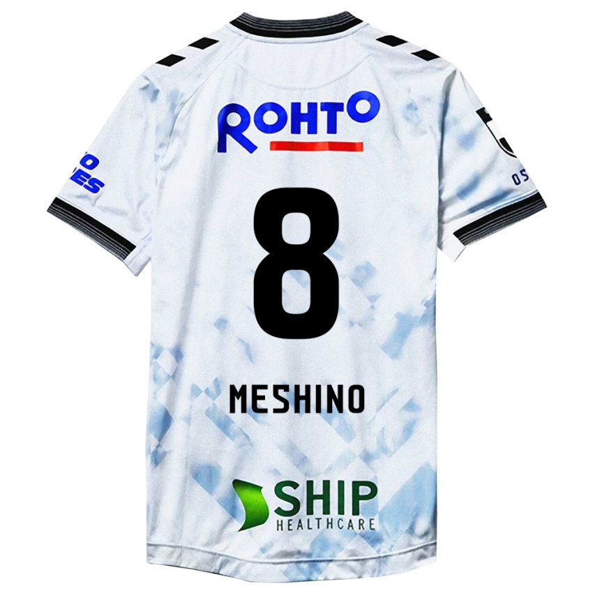 Bambino Maglia Ryotaro Meshino #8 Bianco Nero Kit Gara Away 2024/25 Maglietta