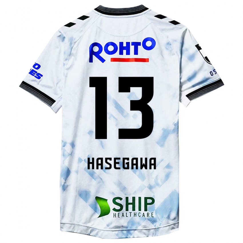 Bambino Maglia Kosei Hasegawa #13 Bianco Nero Kit Gara Away 2024/25 Maglietta