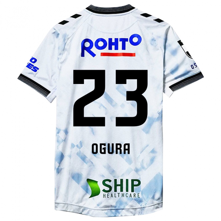 Bambino Maglia Shimpei Ogura #23 Bianco Nero Kit Gara Away 2024/25 Maglietta