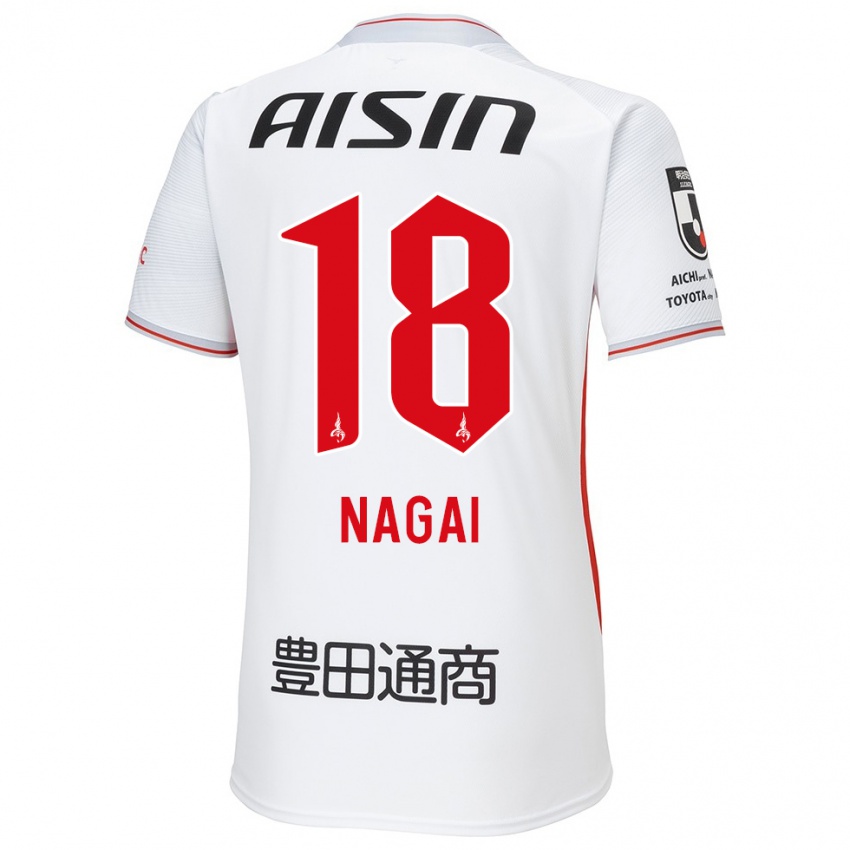 Bambino Maglia Kensuke Nagai #18 Bianco Giallo Rosso Kit Gara Away 2024/25 Maglietta