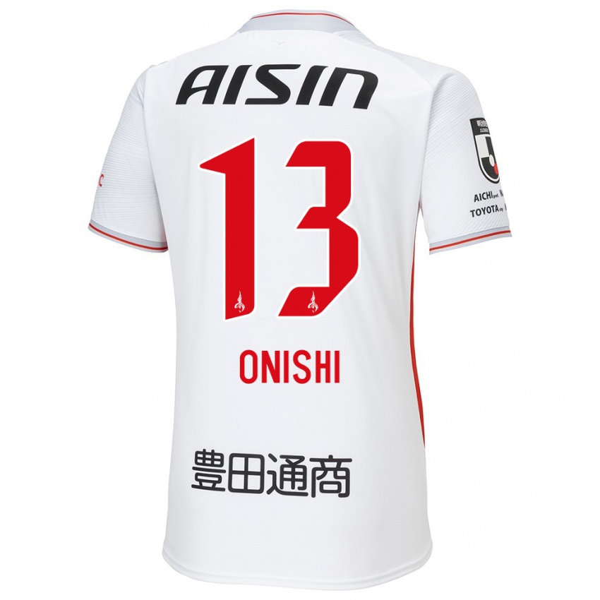 Bambino Maglia Ritsu Onishi #13 Bianco Giallo Rosso Kit Gara Away 2024/25 Maglietta