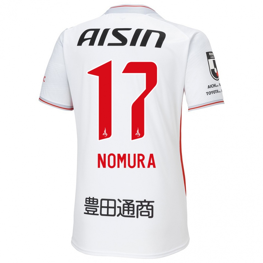 Bambino Maglia Yuto Nomura #17 Bianco Giallo Rosso Kit Gara Away 2024/25 Maglietta