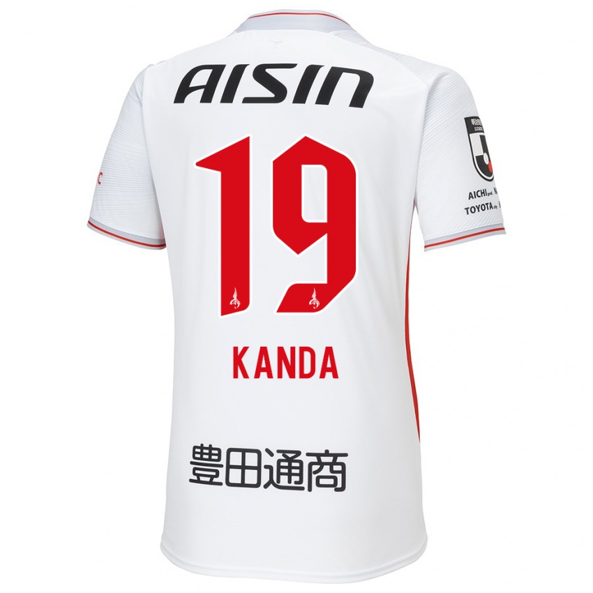 Bambino Maglia Ryu Kanda #19 Bianco Giallo Rosso Kit Gara Away 2024/25 Maglietta