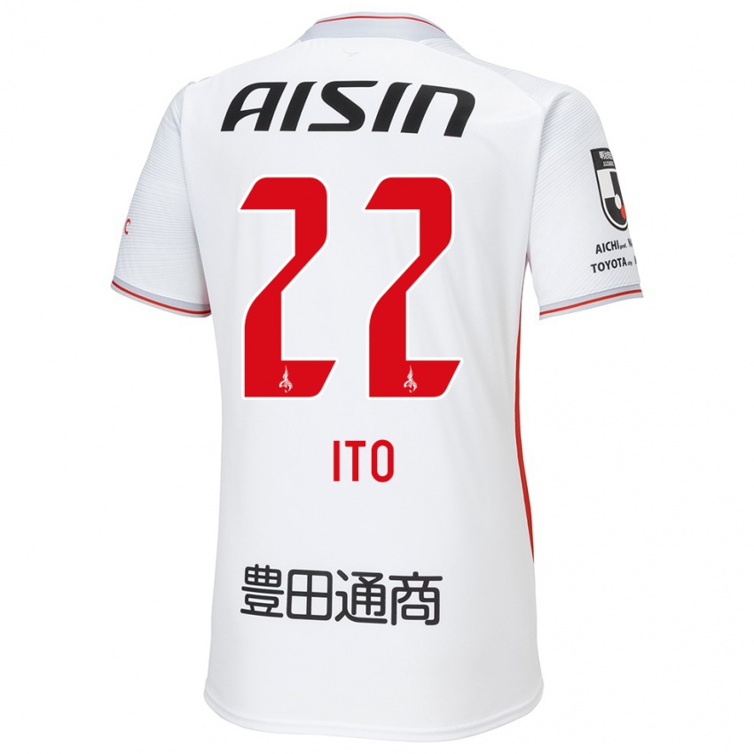 Bambino Maglia Ken Ito #22 Bianco Giallo Rosso Kit Gara Away 2024/25 Maglietta