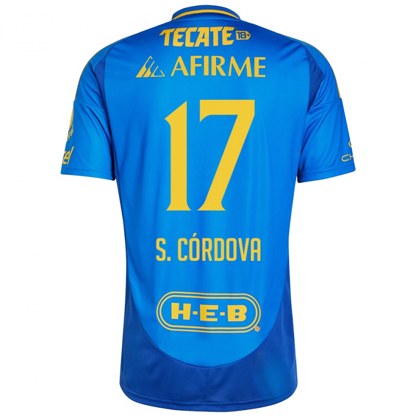 Bambino Maglia Sebastian Cordova #17 Blu Giallo Kit Gara Away 2024/25 Maglietta