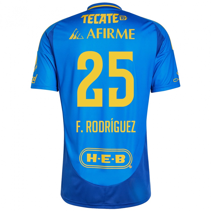 Bambino Maglia Felipe Rodríguez #25 Blu Giallo Kit Gara Away 2024/25 Maglietta