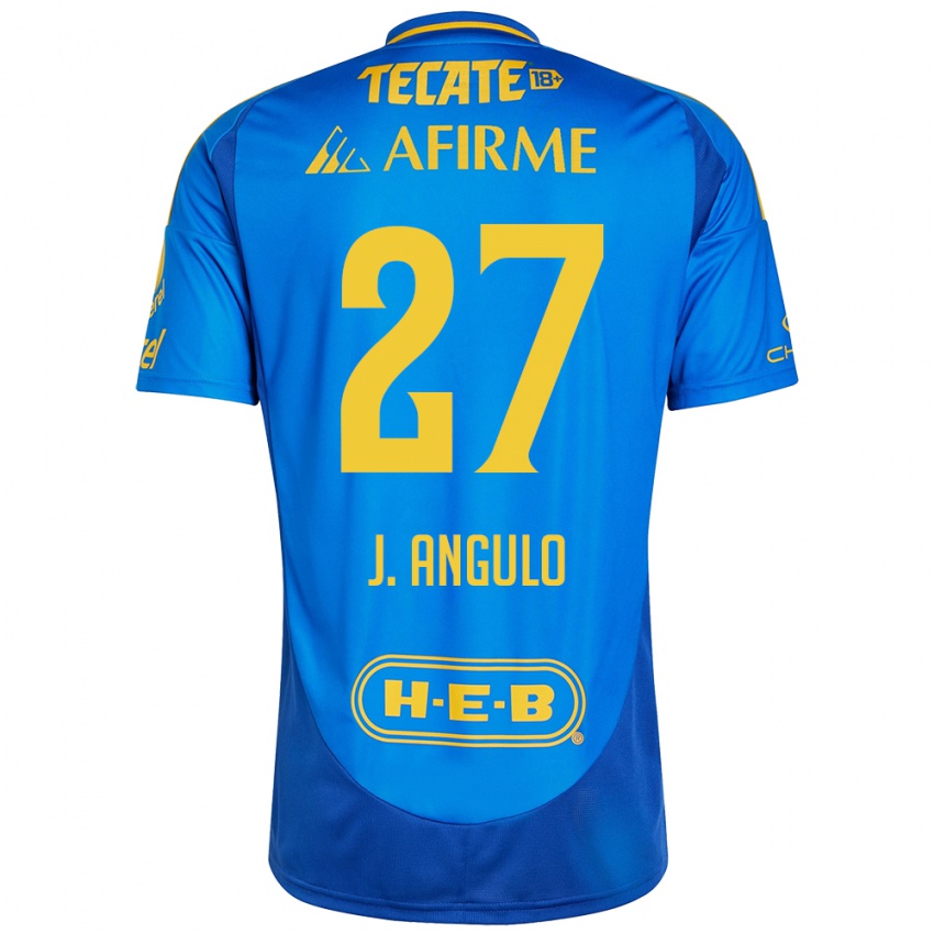 Bambino Maglia Jesús Angulo #27 Blu Giallo Kit Gara Away 2024/25 Maglietta