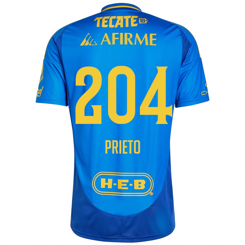 Bambino Maglia Leonel Prieto #204 Blu Giallo Kit Gara Away 2024/25 Maglietta