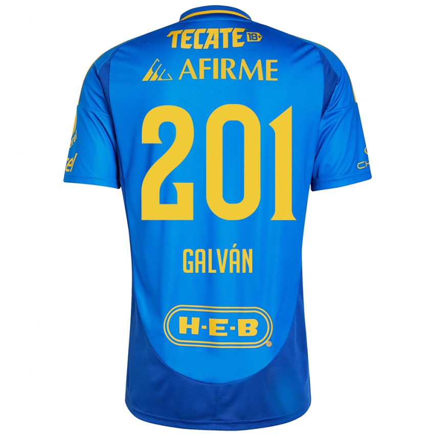 Bambino Maglia Isac Galván #201 Blu Giallo Kit Gara Away 2024/25 Maglietta