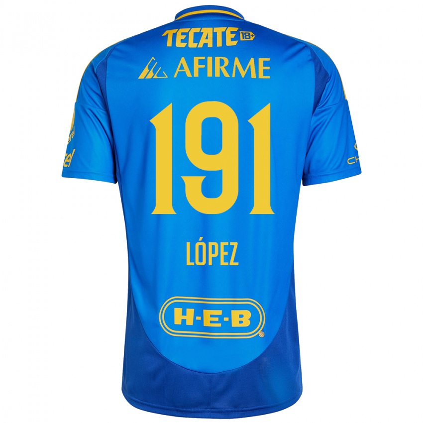 Bambino Maglia Adrián López #191 Blu Giallo Kit Gara Away 2024/25 Maglietta