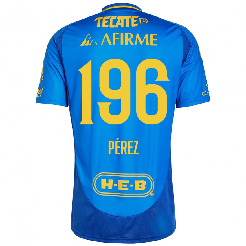 Bambino Maglia Axel Pérez #196 Blu Giallo Kit Gara Away 2024/25 Maglietta