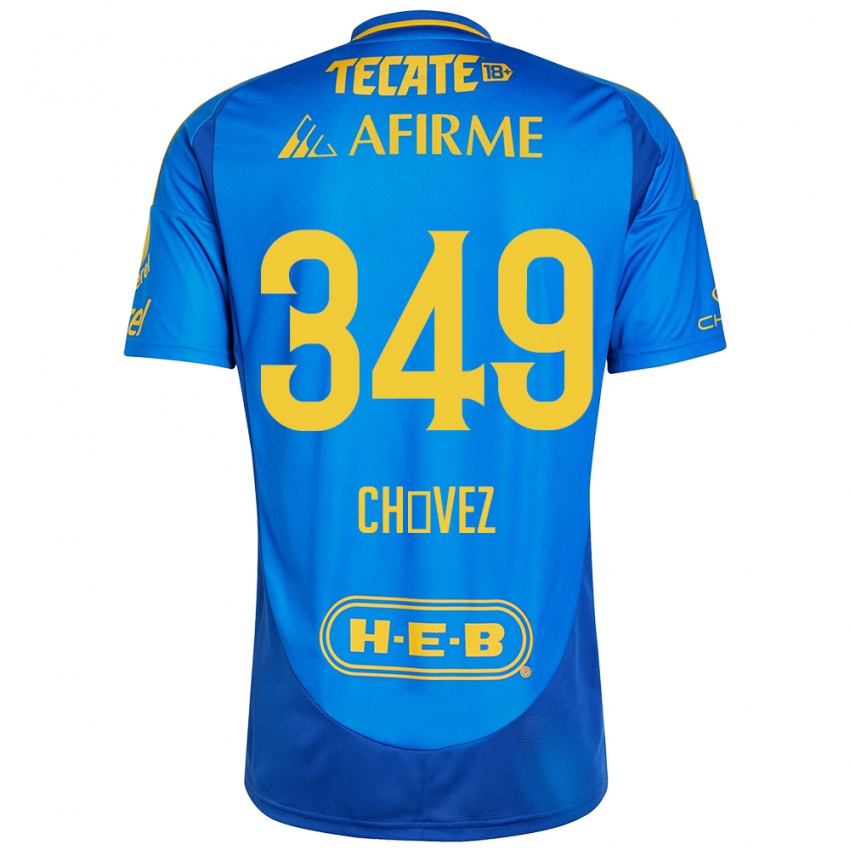 Bambino Maglia Jorge Chávez #349 Blu Giallo Kit Gara Away 2024/25 Maglietta