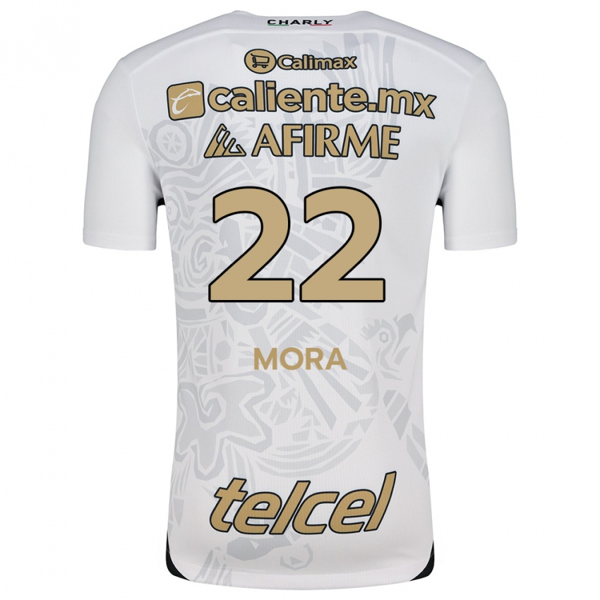 Bambino Maglia Bianca Mora #22 Bianco Nero Kit Gara Away 2024/25 Maglietta