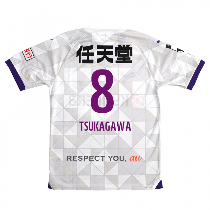 Bambino Maglia Koki Tsukagawa #8 Bianco Viola Kit Gara Away 2024/25 Maglietta