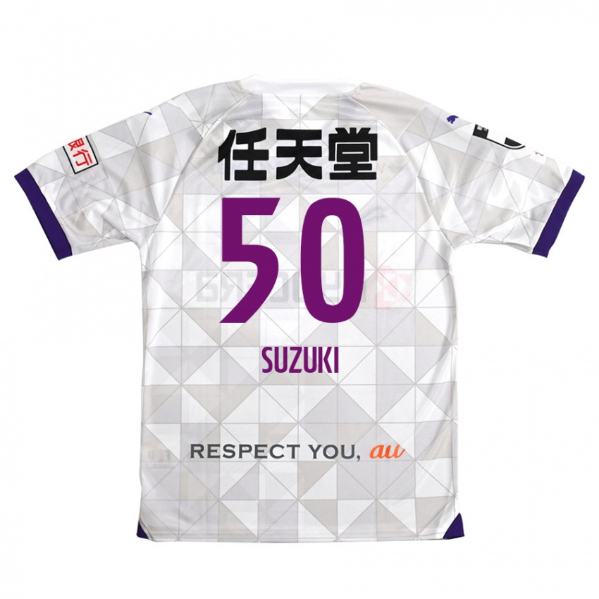 Bambino Maglia Yoshinori Suzuki #50 Bianco Viola Kit Gara Away 2024/25 Maglietta