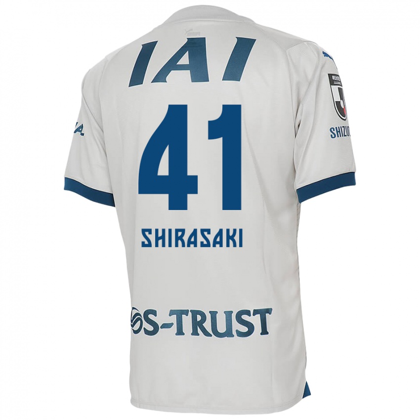 Bambino Maglia Ryohei Shirasaki #41 Bianco Blu Kit Gara Away 2024/25 Maglietta