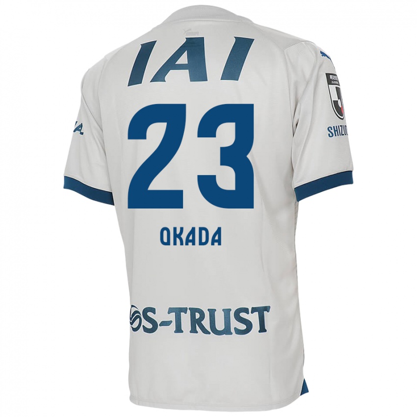 Bambino Maglia Shu Okada #23 Bianco Blu Kit Gara Away 2024/25 Maglietta