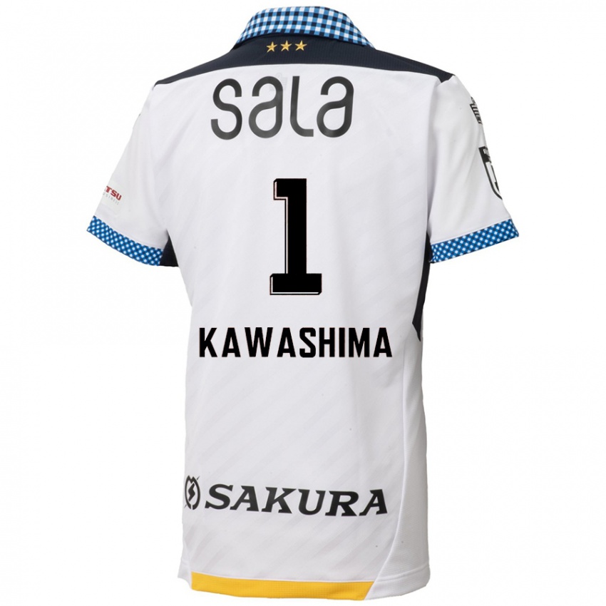 Bambino Maglia Eiji Kawashima #1 Bianco Nero Kit Gara Away 2024/25 Maglietta