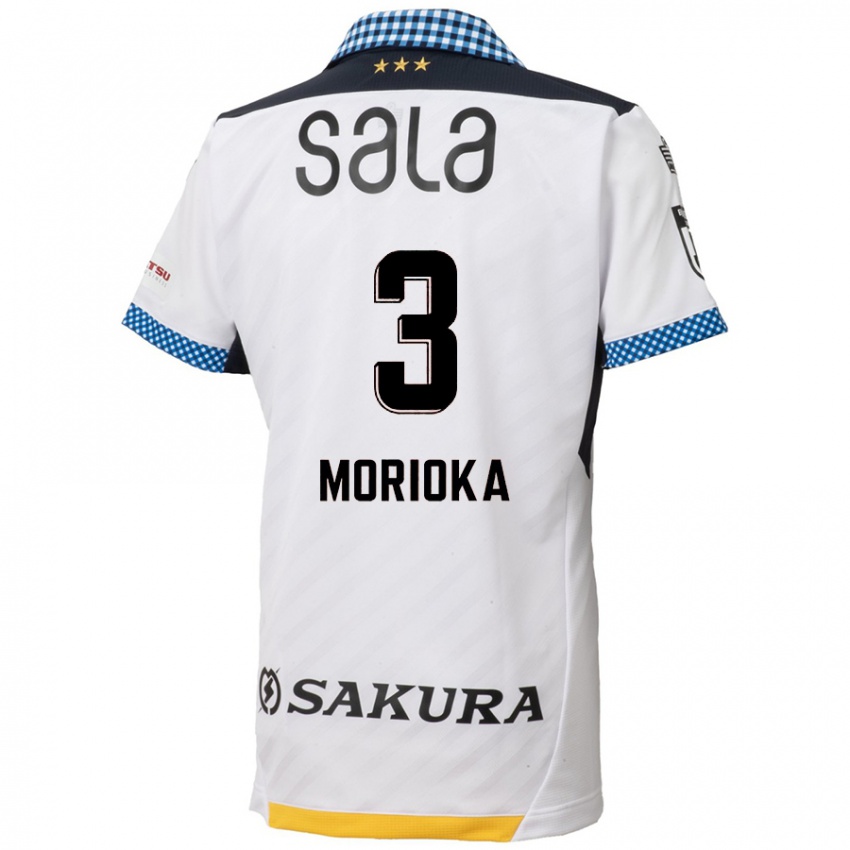 Bambino Maglia Riku Morioka #3 Bianco Nero Kit Gara Away 2024/25 Maglietta