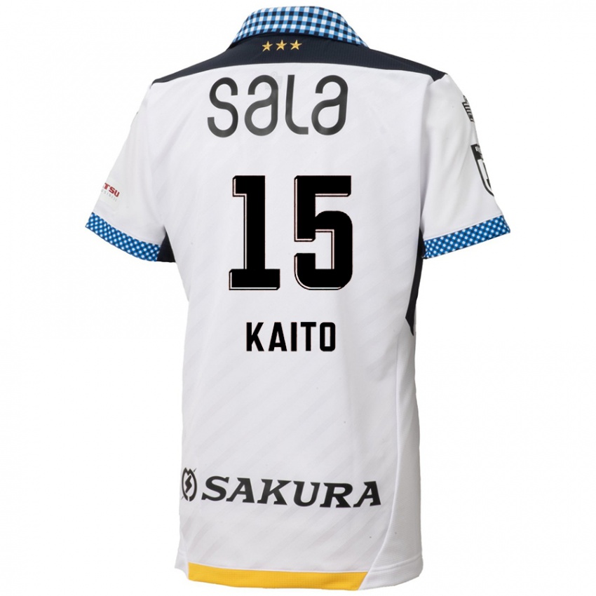 Bambino Maglia Kaito Suzuki #15 Bianco Nero Kit Gara Away 2024/25 Maglietta