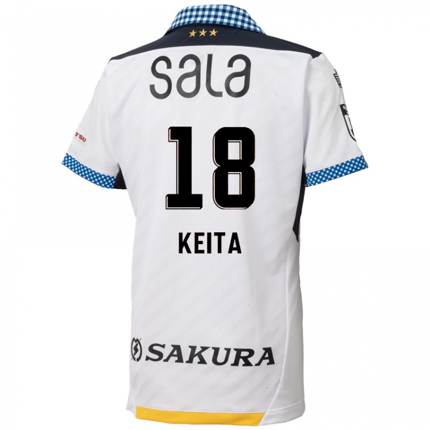 Bambino Maglia Keita Takahata #18 Bianco Nero Kit Gara Away 2024/25 Maglietta