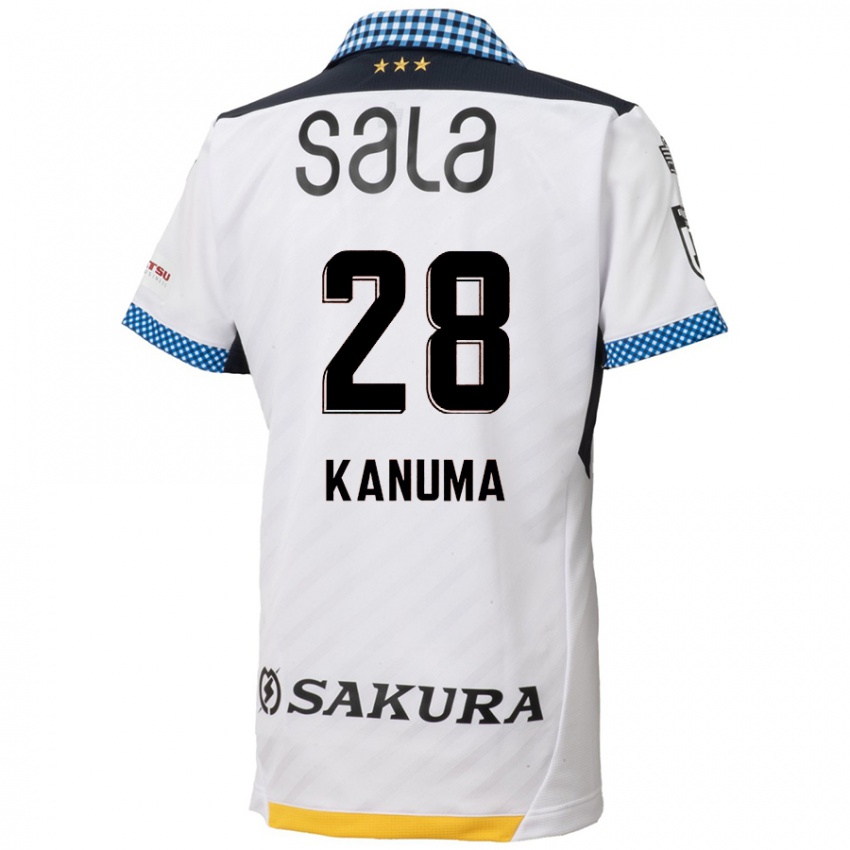 Bambino Maglia Naoki Kanuma #28 Bianco Nero Kit Gara Away 2024/25 Maglietta