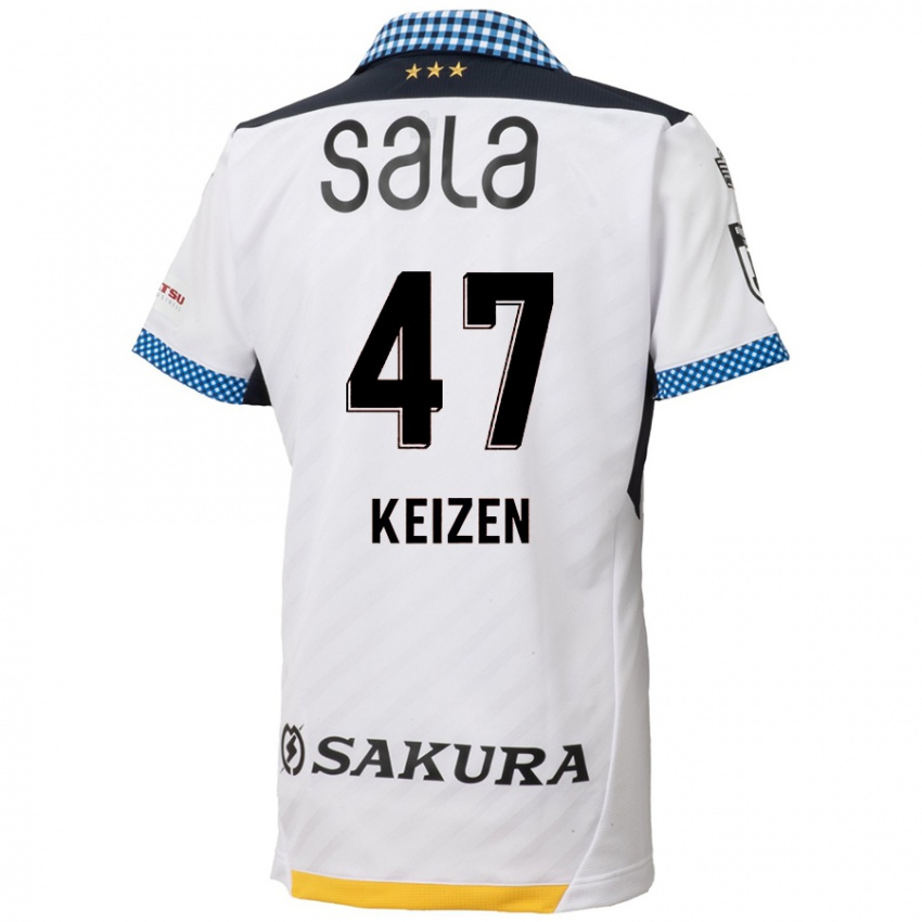 Bambino Maglia Keizen Iida #47 Bianco Nero Kit Gara Away 2024/25 Maglietta