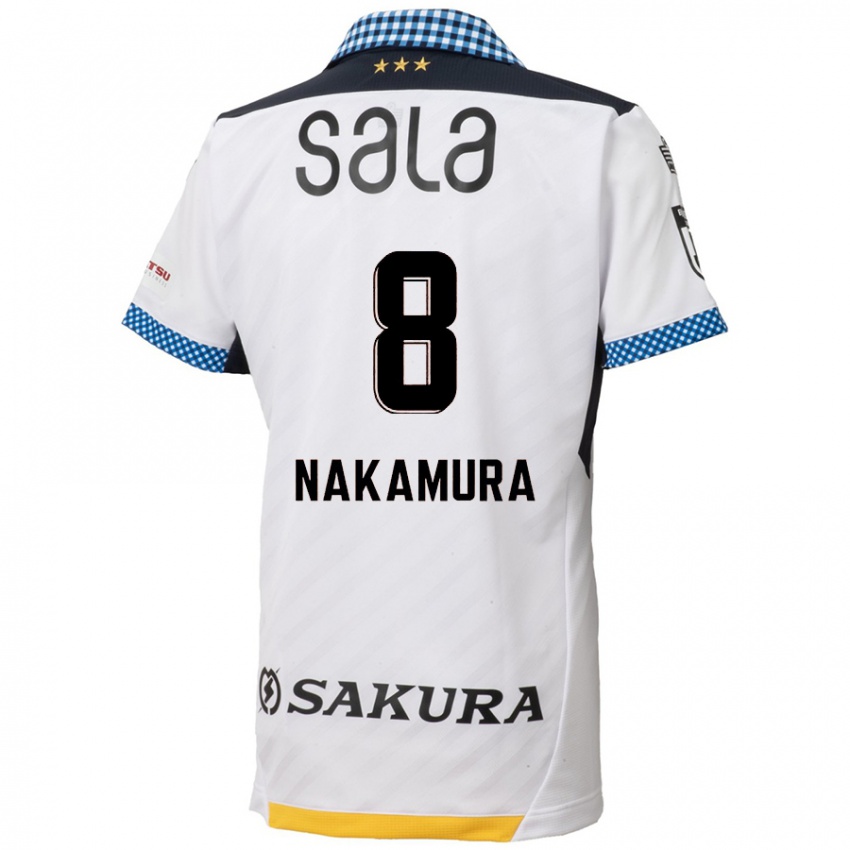 Bambino Maglia Shunta Nakamura #8 Bianco Nero Kit Gara Away 2024/25 Maglietta