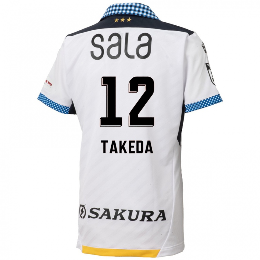 Bambino Maglia Yusei Takeda #12 Bianco Nero Kit Gara Away 2024/25 Maglietta