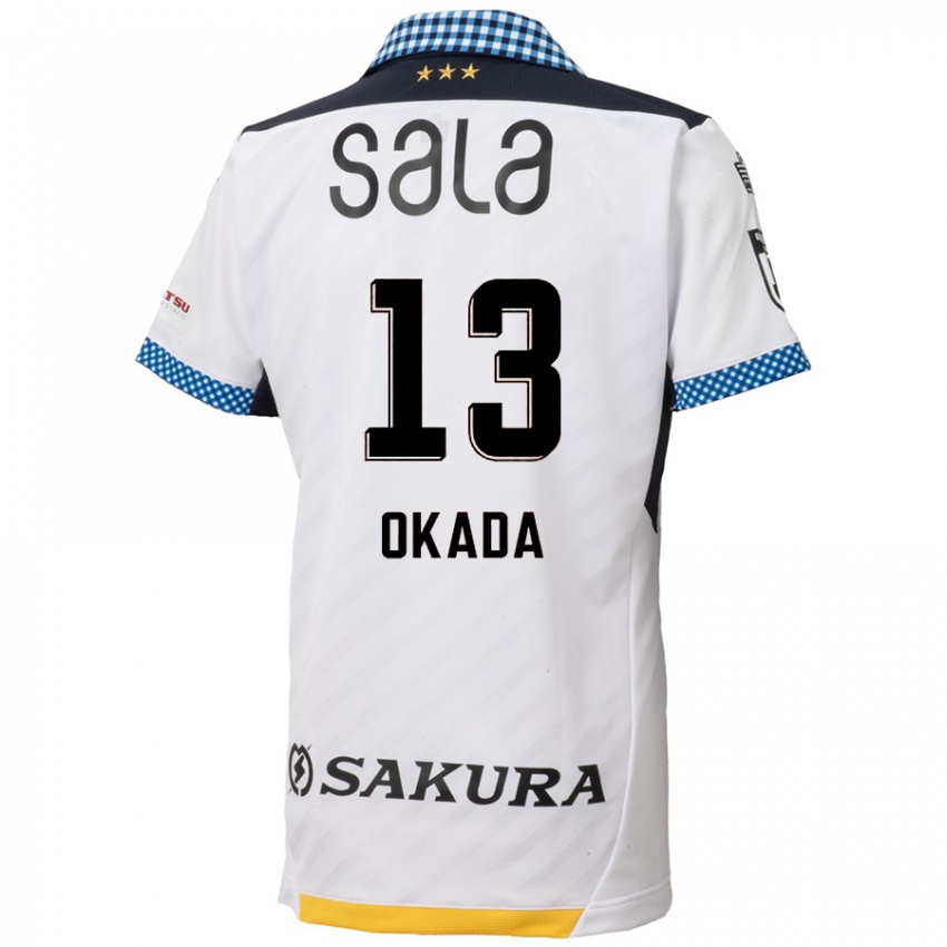 Bambino Maglia Kosei Okada #13 Bianco Nero Kit Gara Away 2024/25 Maglietta