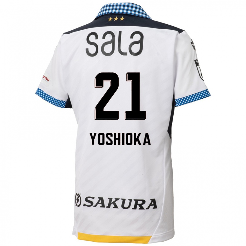 Bambino Maglia Kanta Yoshioka #21 Bianco Nero Kit Gara Away 2024/25 Maglietta