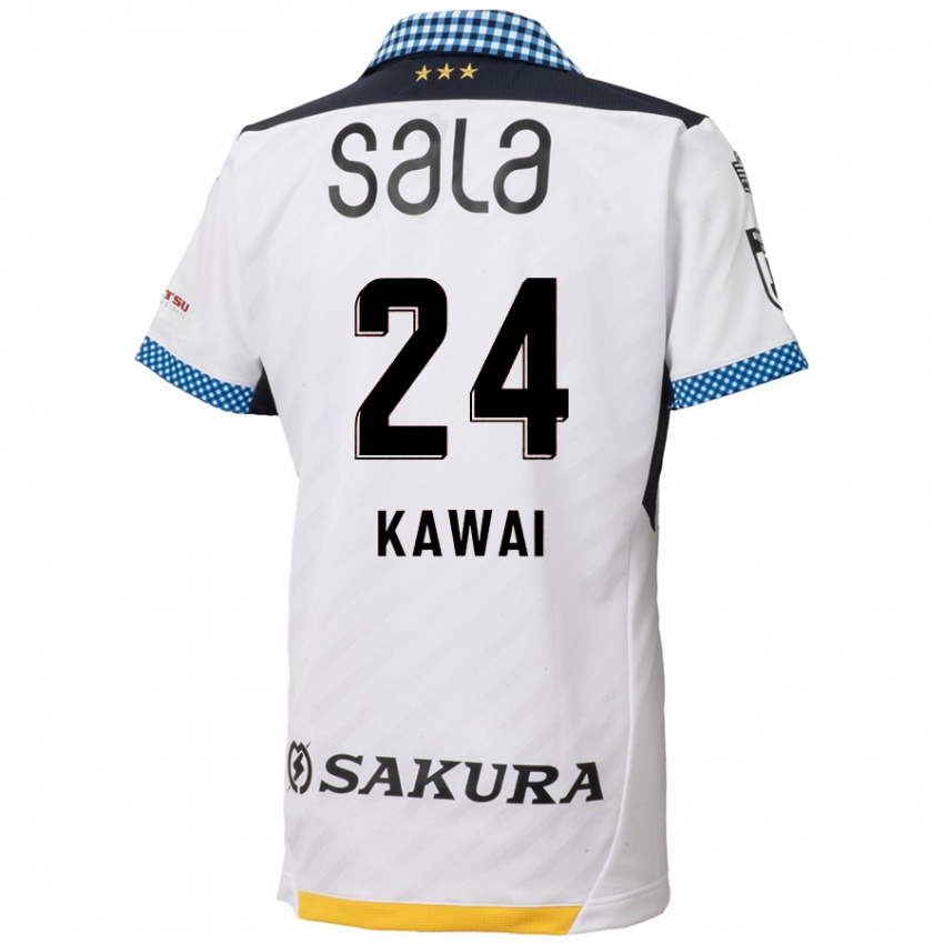 Bambino Maglia Yuki Kawai #24 Bianco Nero Kit Gara Away 2024/25 Maglietta