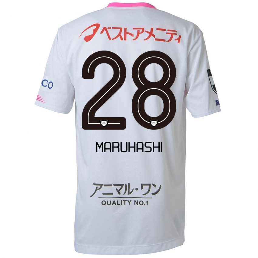 Bambino Maglia Yusuke Maruhashi #28 Bianco Blu Rosa Kit Gara Away 2024/25 Maglietta