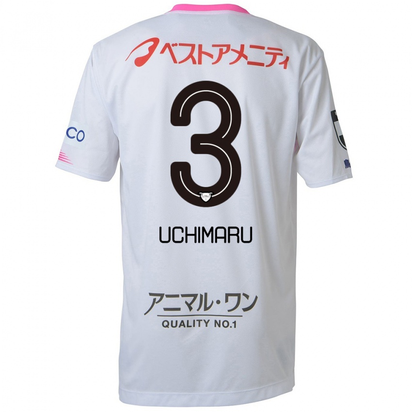 Bambino Maglia Kanta Uchimaru #3 Bianco Blu Rosa Kit Gara Away 2024/25 Maglietta