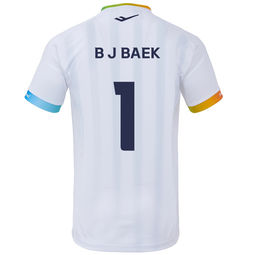 Bambino Maglia Jong-Beom Baek #1 Bianco Blu Kit Gara Away 2024/25 Maglietta