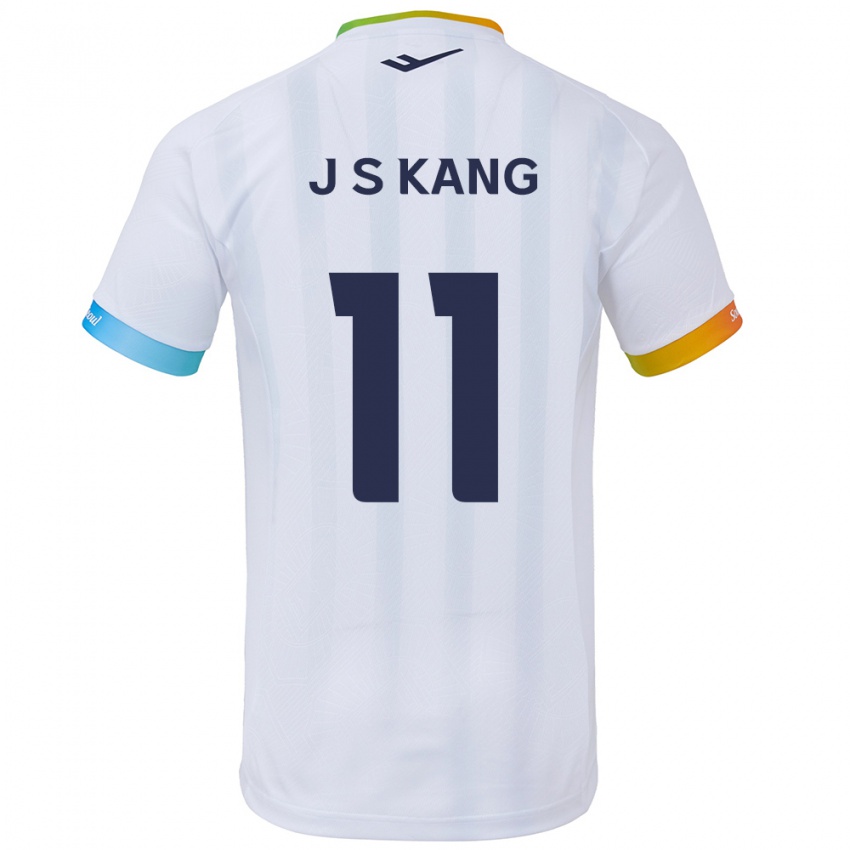 Bambino Maglia Seong-Jin Kang #11 Bianco Blu Kit Gara Away 2024/25 Maglietta