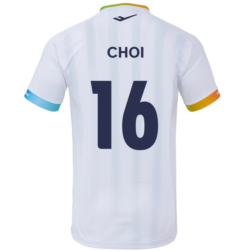 Bambino Maglia Jun Choi #16 Bianco Blu Kit Gara Away 2024/25 Maglietta