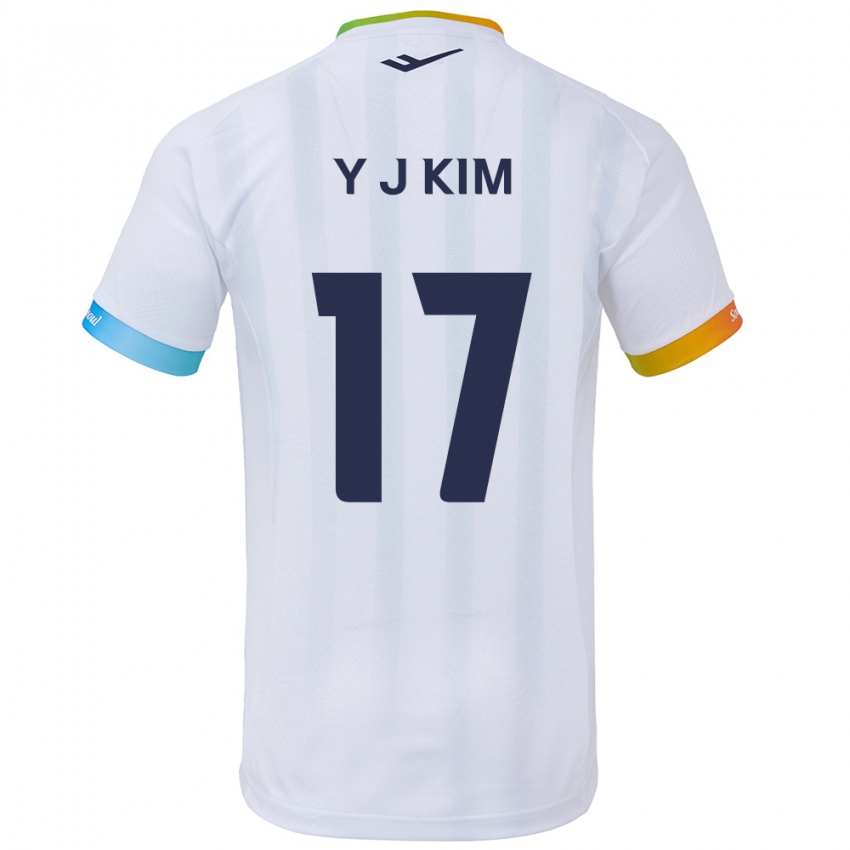 Bambino Maglia Jin-Ya Kim #17 Bianco Blu Kit Gara Away 2024/25 Maglietta