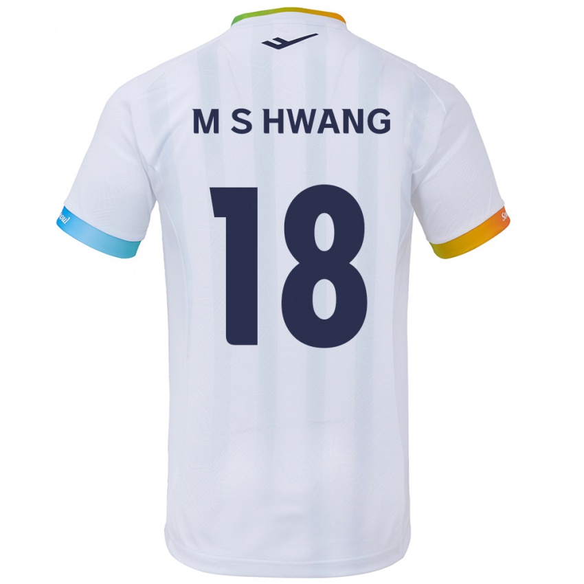 Bambino Maglia Seong-Min Hwang #18 Bianco Blu Kit Gara Away 2024/25 Maglietta