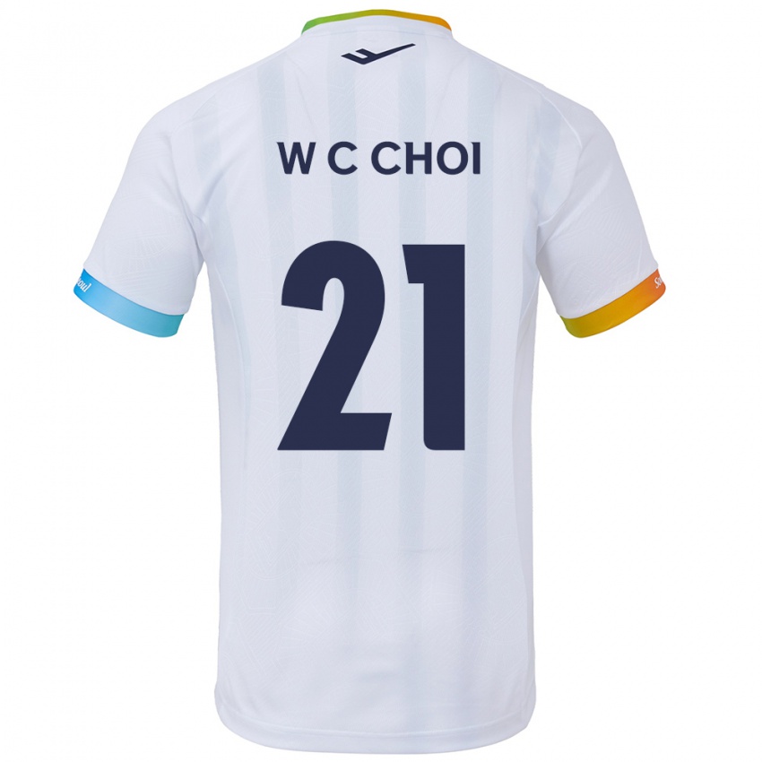 Bambino Maglia Cheol-Won Choi #21 Bianco Blu Kit Gara Away 2024/25 Maglietta