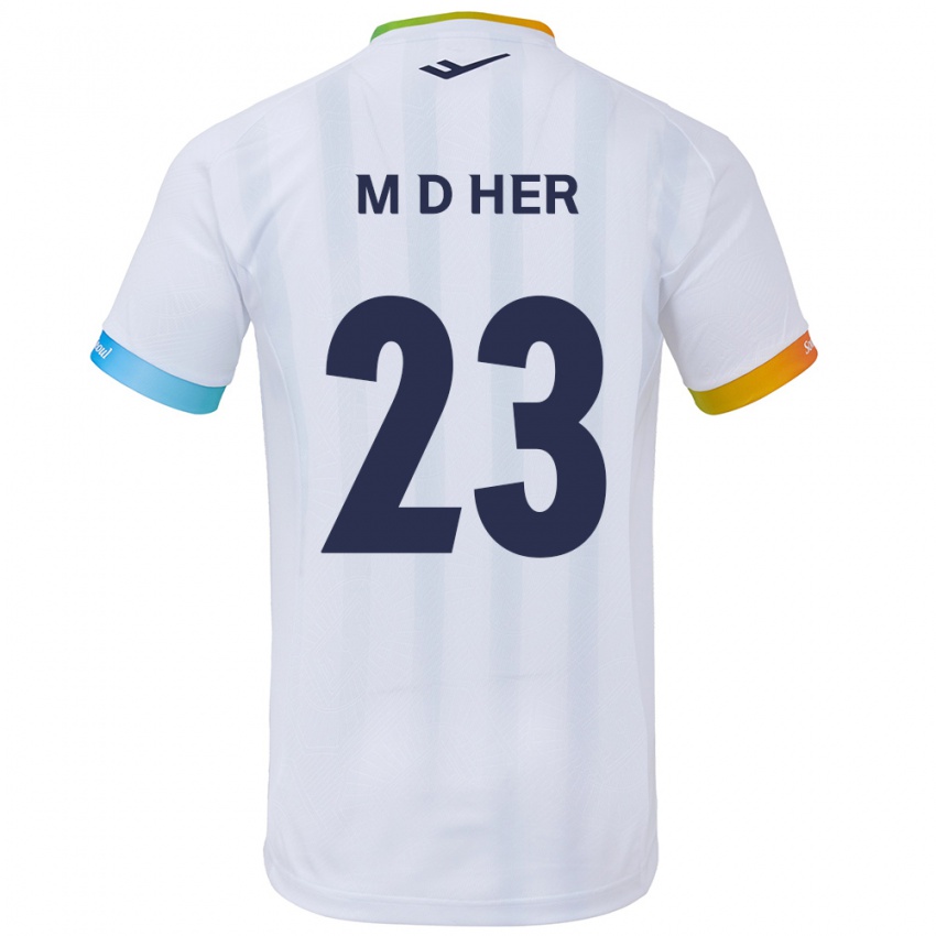 Bambino Maglia Dong-Min Her #23 Bianco Blu Kit Gara Away 2024/25 Maglietta