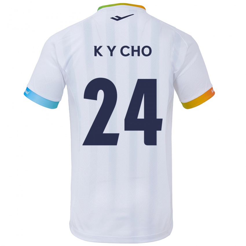 Bambino Maglia Young-Kwang Cho #24 Bianco Blu Kit Gara Away 2024/25 Maglietta