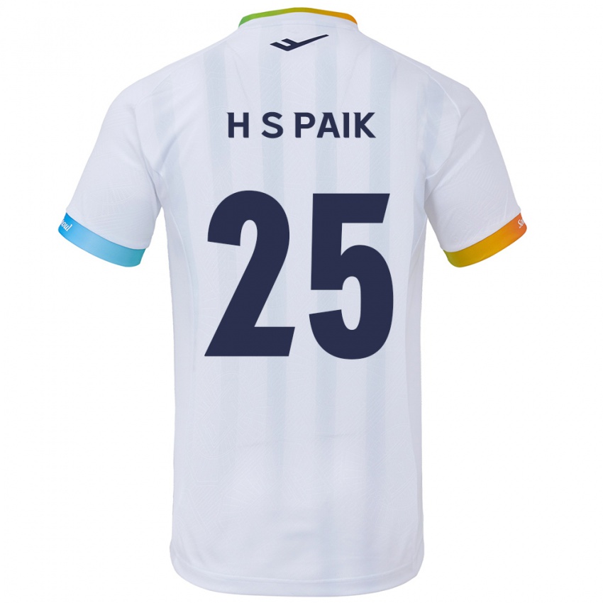 Bambino Maglia Sang-Hoon Paik #25 Bianco Blu Kit Gara Away 2024/25 Maglietta