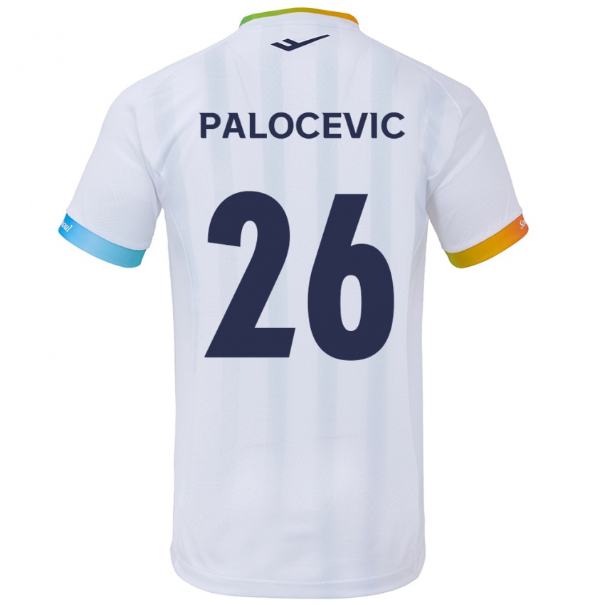 Bambino Maglia Aleksandar Palocevic #26 Bianco Blu Kit Gara Away 2024/25 Maglietta